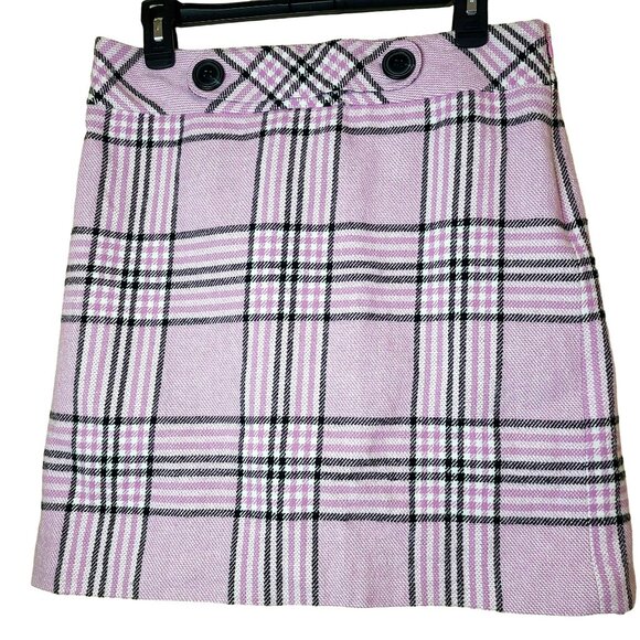 Ann Taylor Dresses & Skirts - ANN TAYLOR Womens Sz 8 Cotton Slightly A-line Skirt Lilac Pink Plaid Lined